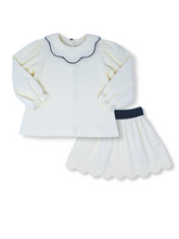 Load image into Gallery viewer, SAMPLE - Scarlett Skirt Set LS - White/Navy