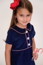 Load image into Gallery viewer, Emily Dress - Navy Cord, Red Minigingham