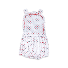 Load image into Gallery viewer, Margaux Bubble - Navy and Red Swiss Dot
