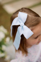 Load image into Gallery viewer, Lola Long Bow - Baby Blue Minigingham
