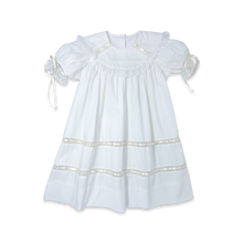 Load image into Gallery viewer, Donahue Dress - Blessings White Batiste, Ecru Ribbon
