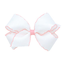 Load image into Gallery viewer, Wee Ones - White/Light Pink Moonstitch Bow