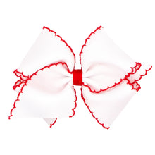 Load image into Gallery viewer, Wee Ones - White/Red Moonstitch Bow
